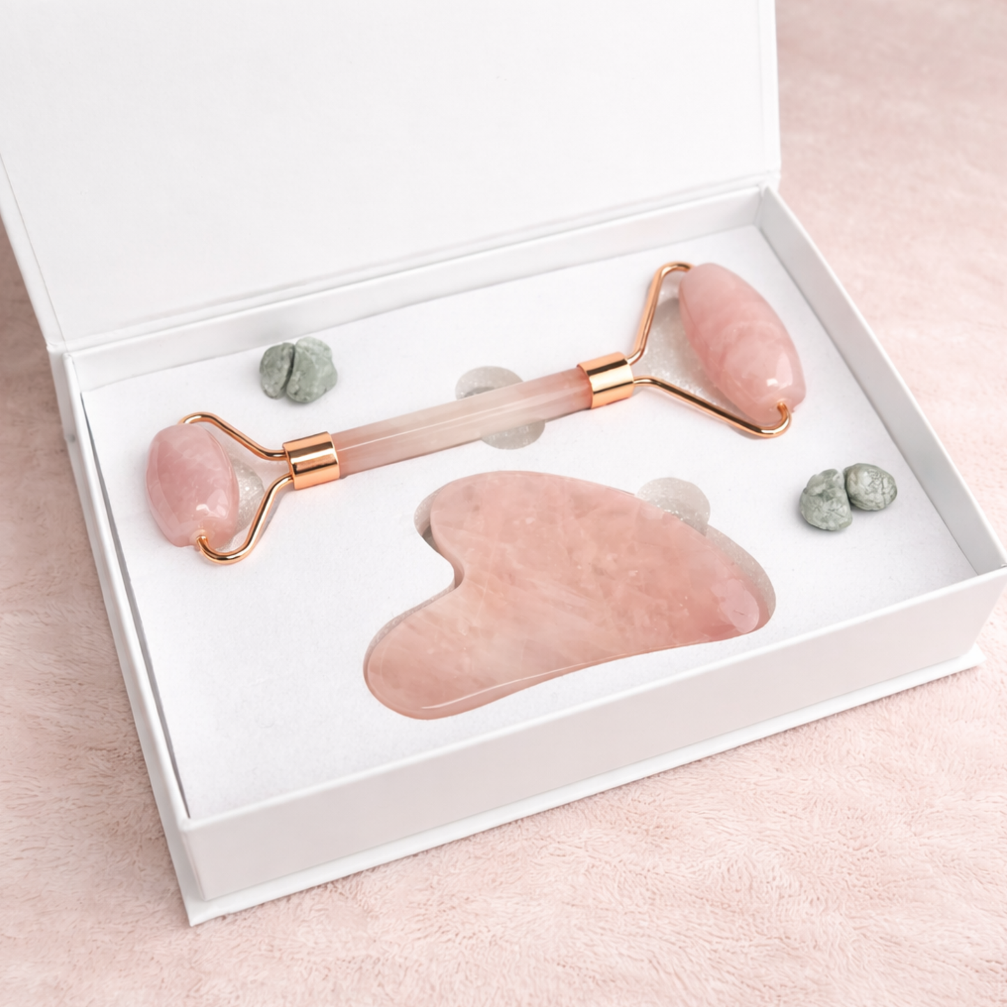 Le Duo Quartz rose (Roller & Gua Sha)- Rituel Bien-être